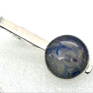 Tie clip pin silver plated 20mm handcrafted dome
